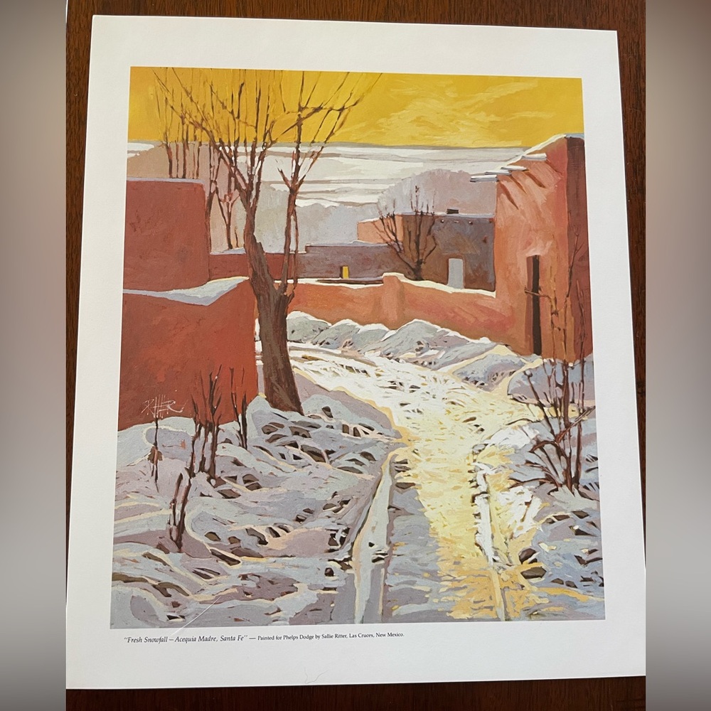 Santa Fe Art Print - “Fresh Snowfall - Acequia Madre” by Sallie Ritter